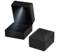 Jinlaili - caja de anillo de terciopelo con luz LED, joyería en forma de corazón, almacenamiento de joyas, regalo para bodas, fianzas y ceremonias