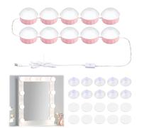 Jinlaili - Luz regulable para espejo, 10 bombillas de estilo Hollywood de luz LED, 3 colores, lámparas de maquillaje y brillo ajustable, regulable lámpara para espejo de maquillaje de tocador (rosa)