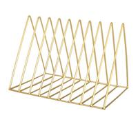 Jinlaili Revistero de Escritorio, 9 Ranura Escritorio de Triángulo Metal, Organizador de Archivos, Revisteros Decorativos para Revistas para Despacho Casa Biblioteca, Dorado