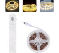 Jinlaili Tira LED con Detector de Movimiento, 2M Luces de Tiras LED, 120 LED Regulable Luces LED, Luces para Armarios, Tira de Luz LED con Pilas para Armarios, Escaleras, Cocina (Blanco cálido)