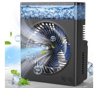 JINLICTE Ventilador de nebulización portátil, 【Tiempo de funcionamiento máximo de 30 horas】Ventilador de niebla de refrigeración de agua recargable de 8 pulgadas con tanque de agua de 600 ml