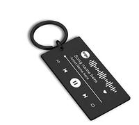 Jinlinjew Nombre de la canción personalizada, llavero con código de Spotify, llaveros personalizados con código de música para novio, novia, pareja, regalo