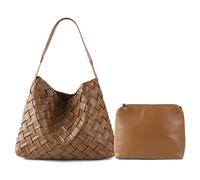 JINMANXUE Bolso Boston para mujer, bolso de cuero vegano, bolso de mensajero para mujer, bolso cruzado de hombro a la moda, estilo hobo casual, B- marrón