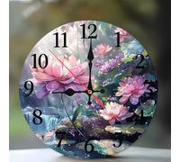 Jinmer 15 cm Reloj de Pared Mariposa del río Lotus, Redondo Silencioso Sin tictac Baterías Relojes, Moderno Madera Reloj de Pared para Cocina/Dormitorio Salon Comedor