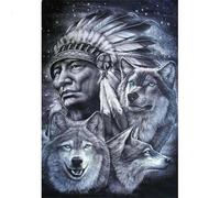 Jinmer Diamond painting lobo indio,5D Diamond Painting Kit Completo,DIY Redondo Cuadros de Diamantes por Números para Adultos Rhinestone Bordado Punto de Cruz Arte Hogar Pared Decor 30x50cm