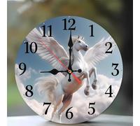 Jinmer Reloj de Pared Caballo ángel,Funciona con Pilas,15 cm Redondo Silencioso Relojes Decorativo, para Sala de Estar, Oficina, Dormitorio, Decoración del Hogar
