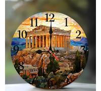 Jinmer Reloj de Pared Construyendo Castillos,Funciona con Pilas,30 cm Redondo Silencioso Relojes Decorativo, para Sala de Estar, Oficina, Dormitorio, Decoración del Hogar