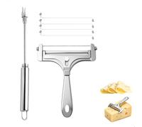 jinminamz Cortador De Queso, Tijeras Cortar Queso, Acero Inoxidable Rebanadora De Embutidos y 4 Fils SuppléMentaires, Grosor Ajustable Corta Queso Para Cortar Cuchillo queso