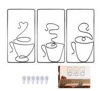 jinminamz Decoración de Pared, Adornos Pared Metalicos Café Tazas Metal Cuadros Decorativos Minimalistas Quadros para Casa Cocina Coffee Pasillo Salon Decoracion, 3 Piezas Negro 24 x 12cm