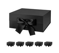 JINMING 6 cajas de regalo con cinta de 9 x 6.5 x 3.8 pulgadas, cajas de regalo con tapas, cajas de regalo negras para regalos, cajas de propuesta de padrino de boda, cajas de regalo (negro mate)