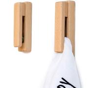 JINMURY Toalleros modernos de madera, juego de 2 ganchos autoadhesivos para toallas de madera, montaje en pared, decoración del hogar, duraderos, fáciles de instalar, sujetan firmemente la toalla