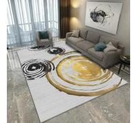 Jinnrug Alfombra 80x200cm Gris, Dorado, Negro Decoración del Hogar Alfombra Grande para Sala de Juegos Balcón Sofá Decoración Antideslizante Piso Alfombra Grande Pelo Corto(140x160cm)