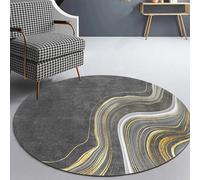 Jinnrug Alfombra de área Redonda de Oro Gris Moderno para salón Cocina salón Patio sofá Alfombra de decoración del hogar 200cm Grande Pila Corta Antideslizante Lavable(180cm/5.9ft)