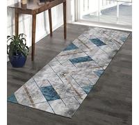 Jinnrug Alfombra De Corredor De Pasillo Largo Y Estrecho Moderno Gris Azul, Alfombras Cortas De Cocina para Puerta De Entrada De Salón 1m/1,5m/2m/3m/3,5m/4m/4,5m/5m/6m De Longitud(100×450cm)