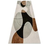 Jinnrug Alfombra de Pasillo con Motivos geométricos, Antideslizante, Extra Larga, 1m/1,5m/2m/2,5m/3m/3,5m/4m/4,5m/5m/6m, marrón, Negro, Beige y Verde.(60×500cm)