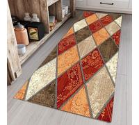 Jinnrug Alfombra de Pasillo, Larga para Cocina, mesita de Noche, Alfombra Antideslizante para Piso de Entrada, 1m/1,5m/2m/3m/3,5m/4m/4,5m/5m/6m de Largo, Color Naranja y marrón(70×450cm)