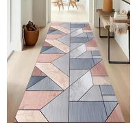 Jinnrug Alfombra Moderna de Color Gris y Rosa para Pasillo, Cocina, Dormitorio, Sala de Estar, Alfombra de Entrada, 100cm/1,5m/2m/2,5m/300cm/350cm/4m/5m/6m de Longitud(100×450cm)