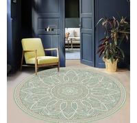 Jinnrug Alfombra Redonda Sofá 100Cm Vintage Verde Decoración del Hogar Sala De Estar Oficina Comedor Salón Alfombra Circular Grande - 80Cm 100Cm 120Cm 140Cm 180Cm 200Cm(120cm/3.9ft)