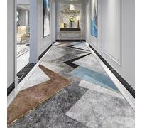 Jinnrug Patrones geométricos Sala de Estar Dormitorio Balcón Pasillo Cocina Alfombra de Corredor Estrecho Decoración del hogar Alfombra Extra Larga Gris, Azul, marrón 60x500cm(80×450cm)