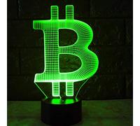 Jinnwell Lámpara de luz nocturna 3D Bitcoin ilusión 7 colores cambiantes interruptor táctil mesa escritorio decoración lámparas regalo con acrílico base ABS plana cable USB juguete