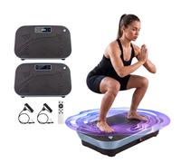 JINPALAY Plataforma Vibratoria Fitness, Máquina Vibratoria para Adelgazar con Bluetooth, Masaje Magnético, Base XL 57cm, Soporta 300 LB, con Bandas (Azul (Estándar))