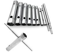 JinPhon - Juego de 10 llaves de vela de 6 a 22 mm, llaves de tubo, llaves tubulares Cle a pipa para atornillar la vela, desmontaje y montaje de grifos y mezcladores
