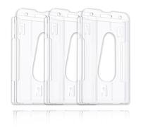 Jinpojun 3 Pack Badge Holder con Ranura para el Pulgar, Porta Tarjetas Identificativas Vertical de 2 Tarjetas para Tarjeta de Identificación y de Estudiante, Funda Protectora de PC Transparente Dura
