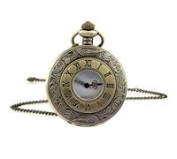 Jinpojun Cadena Reloj de Bolsillo Vintage con Cadena Corta 40CM, Antigua Roma patrón Relojes de Bolsillo para Hombre Mujer, Cumpleaños, Aniversario, Navidad, Día del Padre (Bronce)