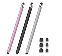 Jinpojun Lapiz para Tablet [3 Piezas], 2 en 1 Lápiz Táctil Universal con 6 Puntas de Repuesto para iPad/iPhone/Samsung/Android/iOS, Alta Sensibilidad