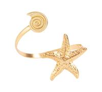 JINQIGG Brazalete ajustable en tono dorado con diseño geométrico de estrellas de mar, joyería de hierro resistente para mujer, puño ajustable para fiestas, talla única, como se describe
