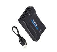 JINQIGG Convertidor de euroconector portátil a interfaces multimedia 1080p que mejora la imagen en pantallas modernas con cable de alimentación USB, conexión de dispositivo antiguo