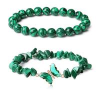 JINQIGG Elegante pulsera de cristal para mujer con piedra natural y dije de mariposa, accesorio único de cadena de muñeca para mujer, Como se muestra en la imagen