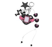 JINQIGG Llavero moderno en forma de corazón, accesorio con decoración de estrella de ala, perfecto para uso diario, llavero de corazón dulce, Llavero de estrella negra