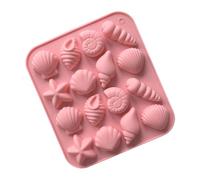 JINQIGG Moldes antiadherentes de silicona para hornear con 16 cavidades, diseño de estrellas de mar, chocolate, pasteles, dulces, utensilios de cocina