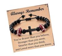 JINQIGG Pulsera de crucifijo de madera inspirada en los deportes para hombre, cuentas de madera natural, cordón tejido negro, diseño simbólico de crucifijo, uso casual, Como se muestra en la imagen