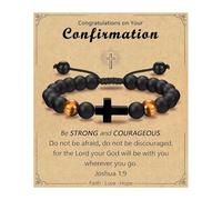 JINQIGG Pulsera de cruz ajustable para niños, diseños de cuentas para ahijado, nieto, ceremonia de confirmación, regalos