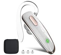 Jinreoo Auriculares Bluetooth V5.1 Ultraligeros Inalámbricos Manos Libres Teléfono Celular con Micrófono de Cancelación de Ruido para iOS Android Trucker Driver- Blanco