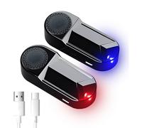 JinRui-T 2 luces LED falsas de alarma de coche con energía solar, simulación de advertencia simulada, antirrobo, luz LED intermitente, luz de seguridad para coche, medidas antirrobo con puerto USB