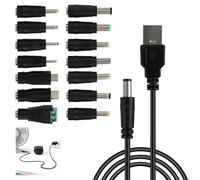 JinRuiCPeng Cable De Carga Universal 14 En 1 con Conector USB a CC, Adaptador De Corriente USB a a CC, Fuente De Alimentación De Repuesto para Enrutadores, Tiras LED, Decodificadores De TV