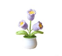 JINSBON Maceta tejida a mano de lirio del valle, lirio de ganchillo tejida a mano del valle: encantadora, decoración del hogar de larga duración (morado)