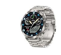 JINSHANGZI Reloj inteligente para exteriores 2024, llamada Bluetooth, batería de 710 mAh, pista GPS, 400+, impermeable, correa de acero plateada