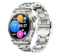 JINSHANGZI Z18 MAX - Reloj inteligente para hombre, caja de metal de acero inoxidable, llamada BT, monitoreo de salud, múltiples modos deportivos, rastreador de fitness, reloj inteligente (plateado)