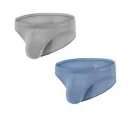 JINSHI Ropa interior de bambú sólido para hombre,Calzoncillos de cintura baja con contorno de bolsillo,Súper suave comodidad elástica sin etiqueta para hombre, Multi01-2pack, Large