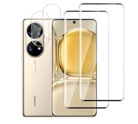 Jinshiweikai 4 Piezas: 2 x Protector Pantalla para HUAWEI P50 Pro y 2 x Protector de Lente de cámara, 3D Cobertura Completa, Dureza 9H Antiarrayazos, HD Ultraclaro