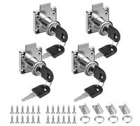 Jinsion 4 Piezas Cerradura Taquilla, Cerradura Armario con Llave, Acero Inoxidable Cerraduras para Armarios, Cerradura Cajon para Cajones y Armarios (4 Cerraduras con Llaves Diferentes)