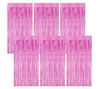 Jinsion 6 Piezas Rosa Cortina Decoracion Fiesta, 1m X 2m Cortina Fiesta, Plástico Cortina Flecos Cortina Cumpleaños para Decoración de Fondo, Decoración de Fiestas, Decoración de Cumpleaños, Navidad