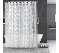 Jinsion Cortina de ducha antimoho, semitransparente, lavable, 180 x 180 cm, cortinas de baño impermeables de EVA 3D con 12 ganchos de cortina, cortinas de ducha resistentes para baño, casa, hotel