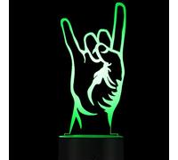 Jinson well 3D Rock 'n' roll gesten lámpara de ilusión óptica de luz nocturna, 7 cambios de color, interruptor táctil, mesa de decoración con acrílico Flat ABS, cable USB
