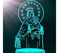 Jinson well 3D Virgen María lámpara nocturna luz óptica ilusión LED luz nocturna 7 cambio de color táctil interruptor mesa escritorio decoración lámparas con acrílico USB juguete