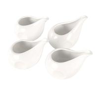 jinsongdafa Juego de 4 jarras de crema clásicas blancas de 250 ml, juego de pequeñas jarras de leche, de porcelana, para café, leche, salsas, ensaladas, microondas